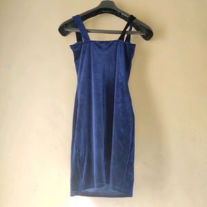 Navy Blue Velvet Dress