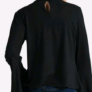 A-line Black Bell Sleeves Top