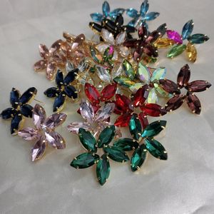 Korean Glassstone Floral Earrings