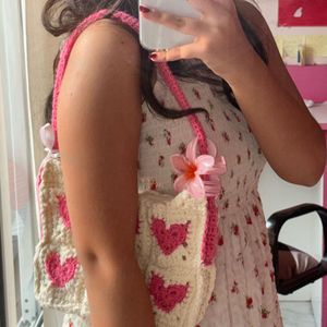 Cute Crochet Heart Shoulder Bag!