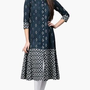 Women's Cotton Ikat Printed A-Line Kurta