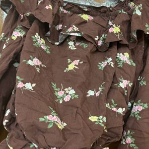 Brown Floral Crop Top