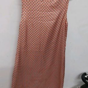 Beautiful A-line Satin Printed Sleeveless Dress