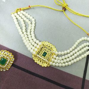 Moti Pearl Green | Alloy Jewel Set