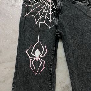 Hand Painted Spider Jeans