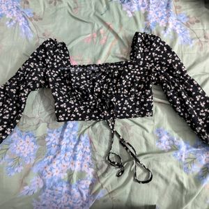 Black Floral Top From Urbanic