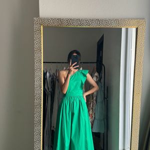 One Shoulder Emerald Green Maxi Dress