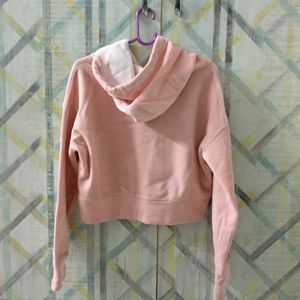 Pink Korean Hoodie Crop Top