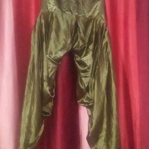 Hot Olive Green Satin Patiyala Salwar