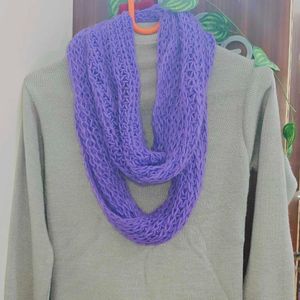 Combo - Grey Turtle Neck Sweater+Lavender muffler