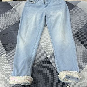 Girls Jeans With Sequence Border