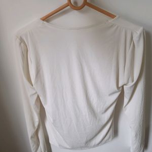 H&M White Full Sleeves Top