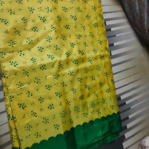 Yellow Green Silk Saree