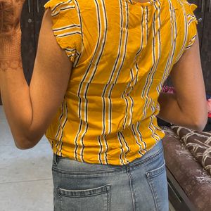 Mustard Yellow Front Tie Top