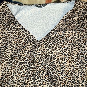 Leopard Print V Neck Top