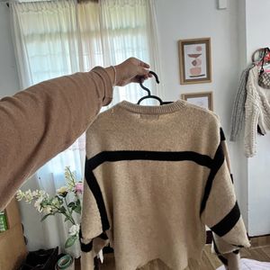 Mango Beige Striped Sweater