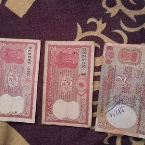 Very Rare Old Two Rupee 3 Notes With One Rupe