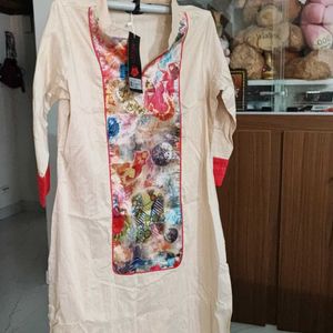 Meyo Brand Printed Beige Colour Kurti