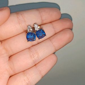 Sliver Plated Sapphire Studs