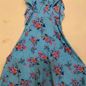 Sea Green Flowers Print Dress