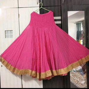 Beautiful Skirt Pink Un Colour Strachable Up To 34