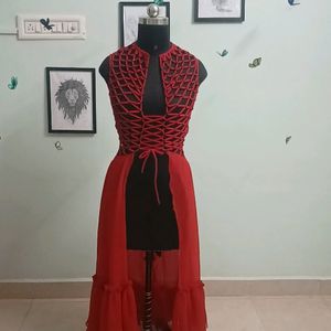 Unique Red Over Coat Gown