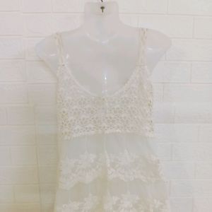 CREAM CROCHET TANK TOPS