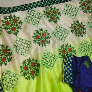 Green Colour Saree With Blouse