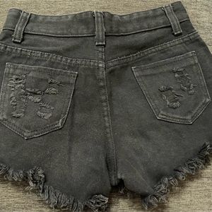 Black Ripped Denim Shorts