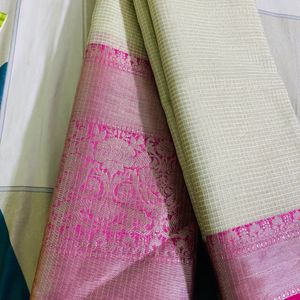 Fancy check tissue jari mangalgiri Silk Saree