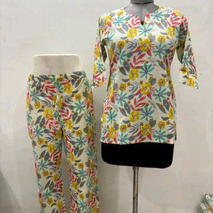 Printed Co - ord Set (100 %cotton)