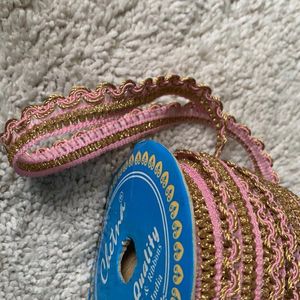 9 Meter Pink &Gold Designer Lace Border