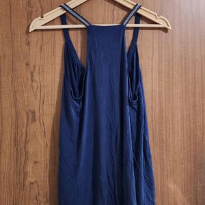 Sleeveless Party Wear Blue Top