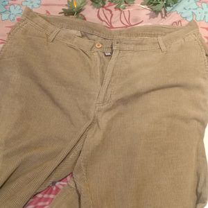 Men Khaki 40 Inch Cotton Blend Trouser For Winter