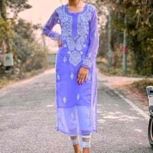 Purple Georgette Kurti Bilkul New One Time Wear