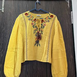 Yellow Embroidery Top