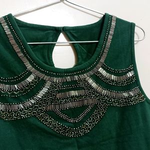 Party Wear Green Top With Beautiful Front Detail