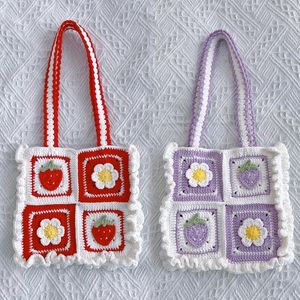 Crochet Daisy Flower And Strawberry Shoulder Bag