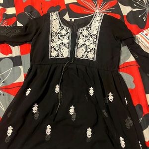 Kurti Black Chikankari