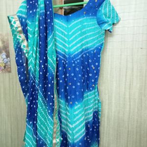 🌹💝Bandhini Blue And Cyan Colour Dress