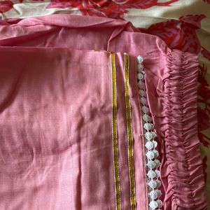 Pink And White Printer Kurta Set