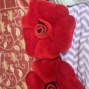 Red Rose Flower Cushion