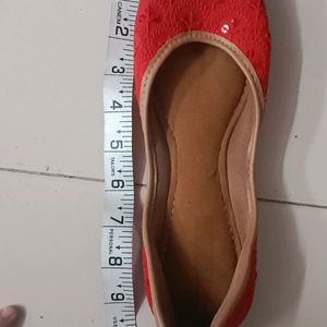 Brand New Red Juttis, with embroidery design