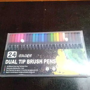 24 Colours Dual Tip Brush Pens