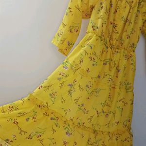 Super Yellow Flared Dress Frock