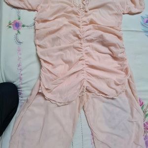 Pretty peach lacy flowy delicate soft night suit