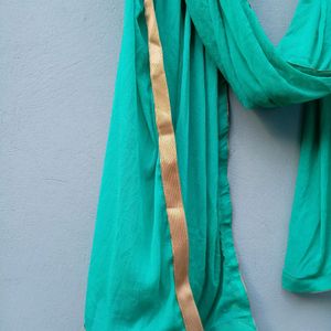 Sea Green Dupatta With Golden Border