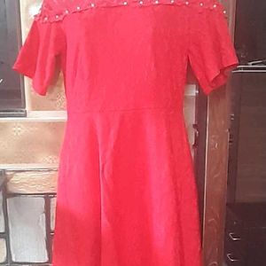 Women Red Lace Dress