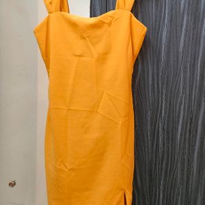 Urbanic Side Slit Yellow Bodycon Dress