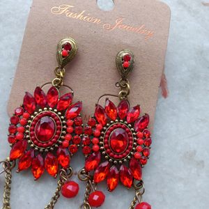 Red Gold Plated Handcrafted Earrings